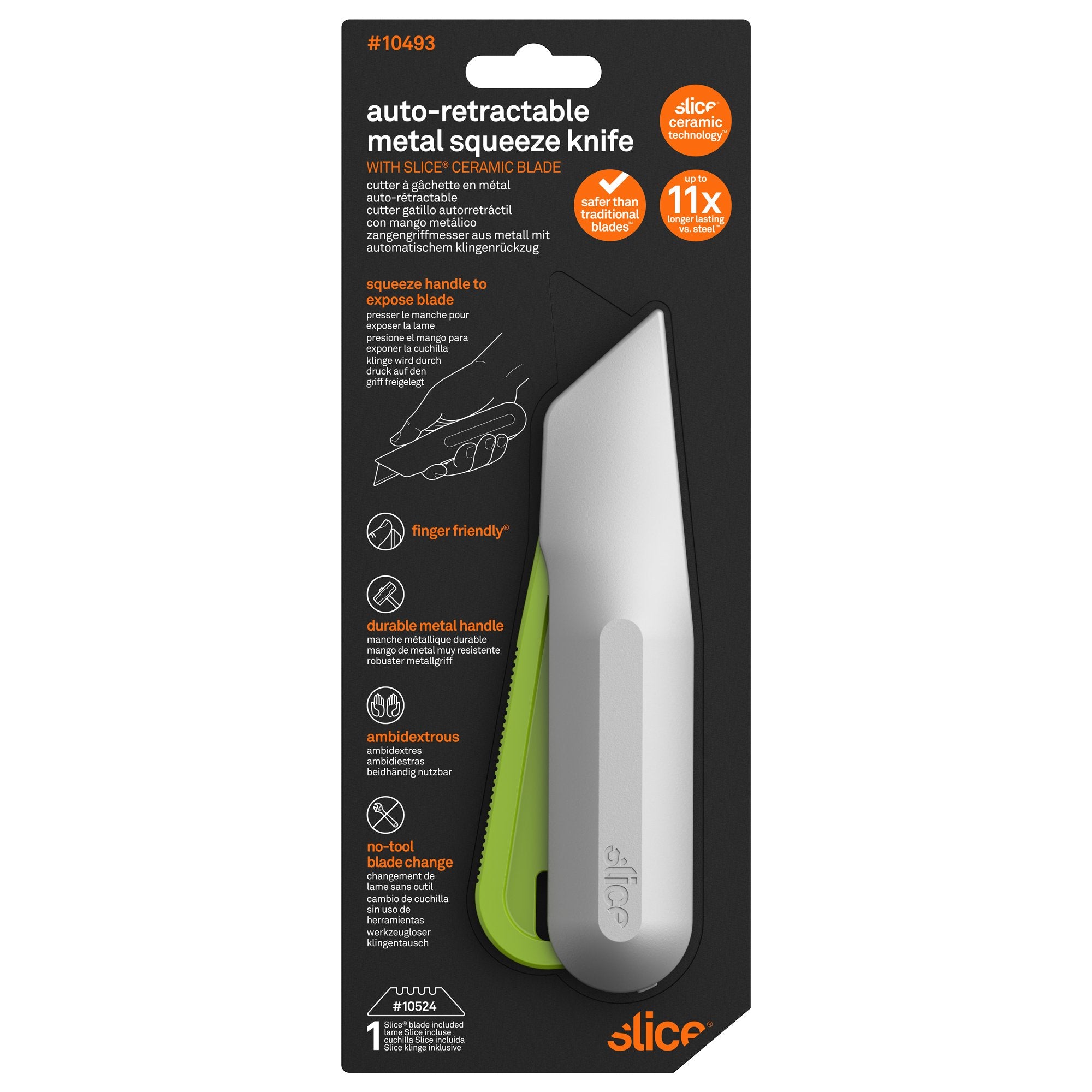 Auto-Retractable Metal-Handle Squeeze Knife | Slice