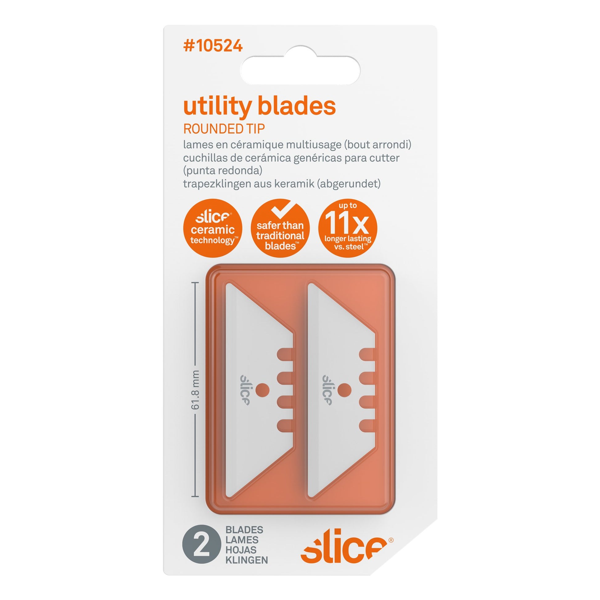 Slice 10404 Replacement Ceramic Safety Box Cutter Blades - Finger-Friendly  and Dual Sided - (Rounded Tip) - Pack of 4 